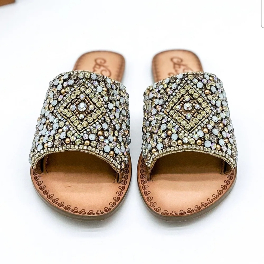 naughty monkey Tan Jeweled Slide Sandals - Picture 3 of 11